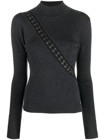 Hook-Detail Mock-Neck Jumper