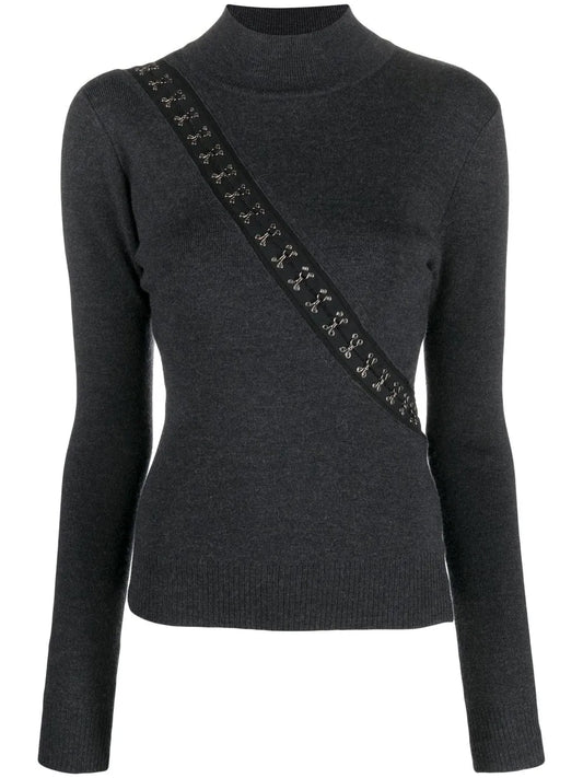 Hook-Detail Mock-Neck Jumper