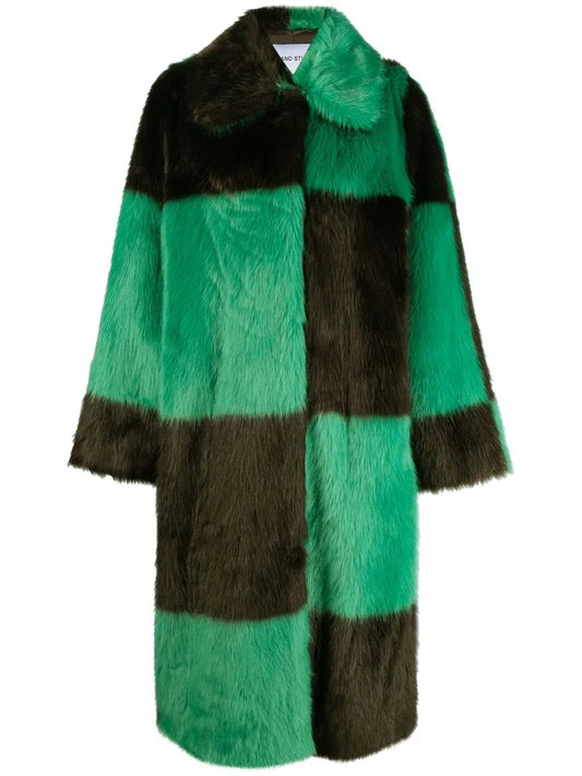 Checked Faux-Fur Coat