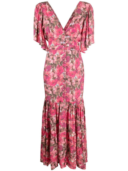 Floral-Print V-Neck Dress