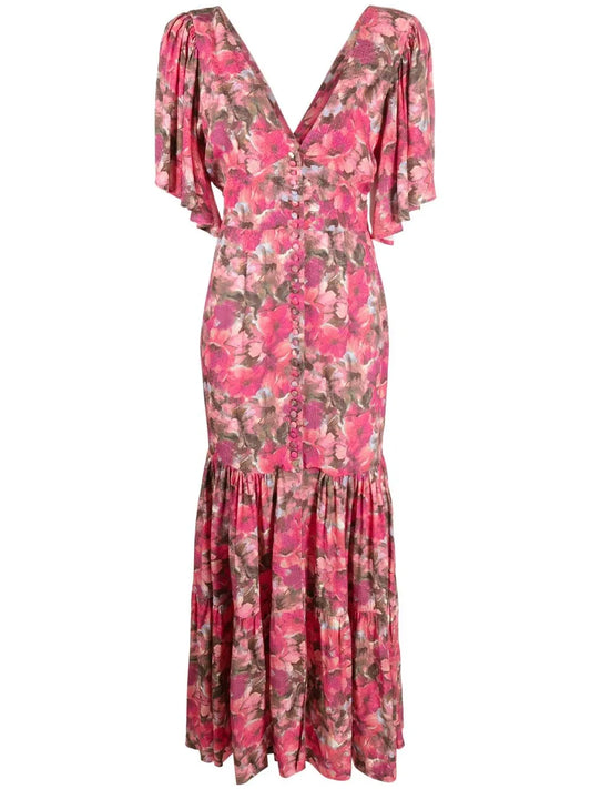 Floral-Print V-Neck Dress