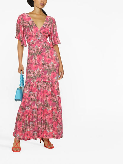 Floral-Print V-Neck Dress