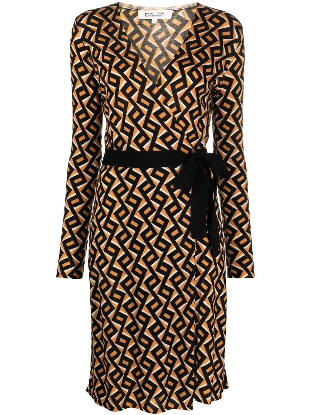 Zig-Zag Print Wrap Dress
