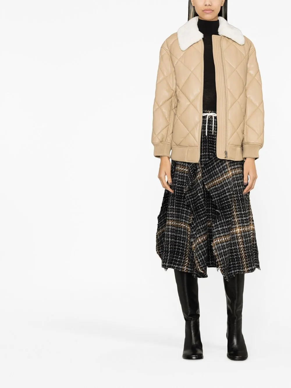 Diamond-Quilted Faux-Leather Jacket