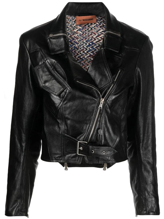Long-Sleeve Leather Jacket