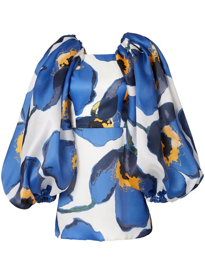 Floral-Print Balloon-Sleeve Minidress