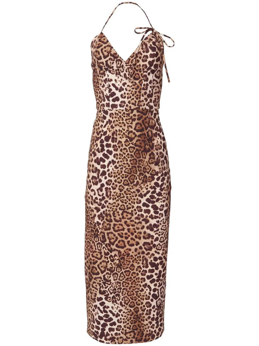 Leopard Print Halterneck Dress