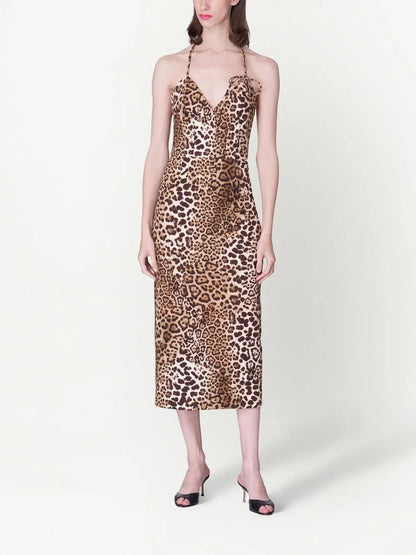 Leopard Print Halterneck Dress