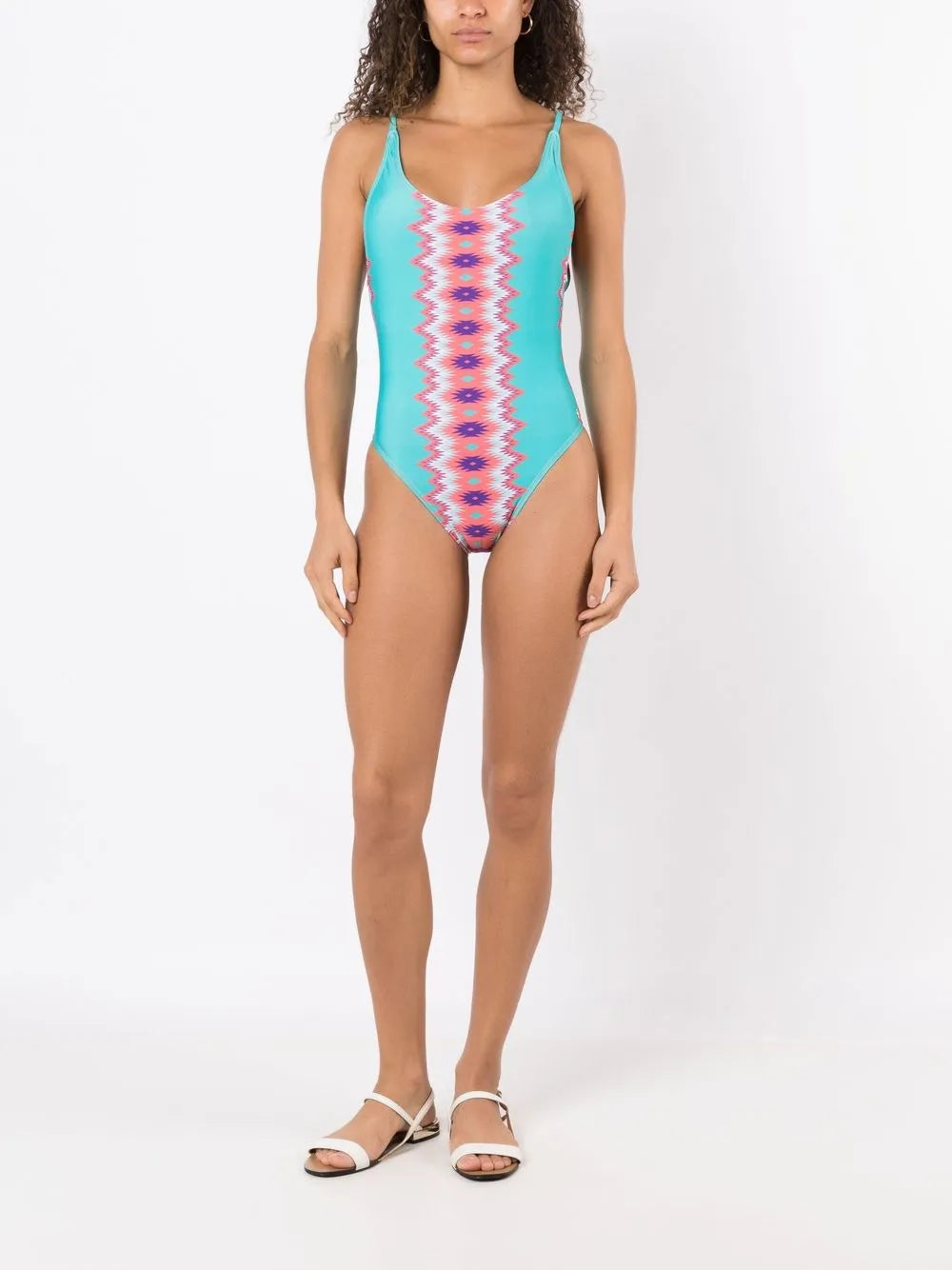 Printed Scoop Back Swimsuit