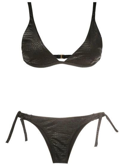 Crocodile-Embossed Pattern Bikini