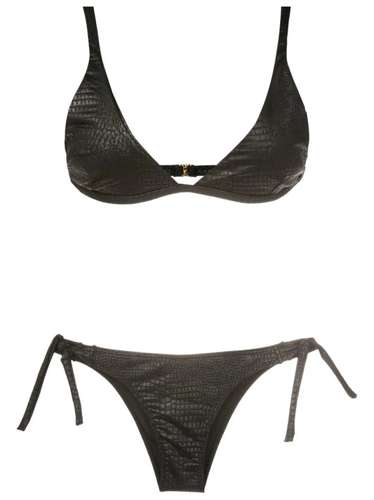Crocodile-Embossed Pattern Bikini