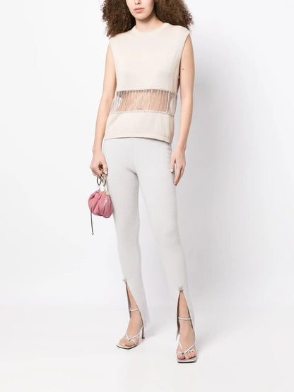 Slit-Detail Knitted Leggings