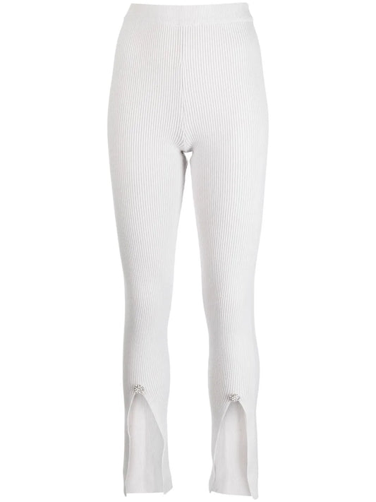 Slit-Detail Knitted Leggings