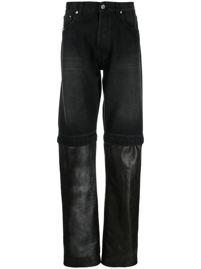 Bleach-Panel Straight-Leg Jeans