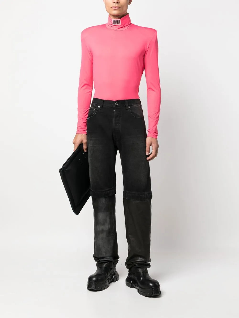 Bleach-Panel Straight-Leg Jeans