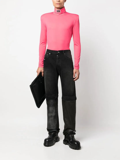 Bleach-Panel Straight-Leg Jeans