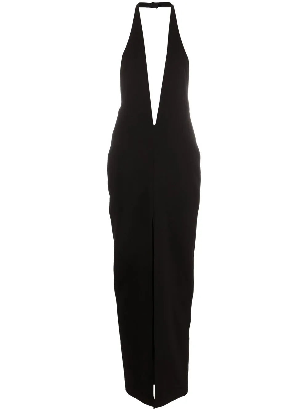 Halterneck Plunging-Neckline Gown