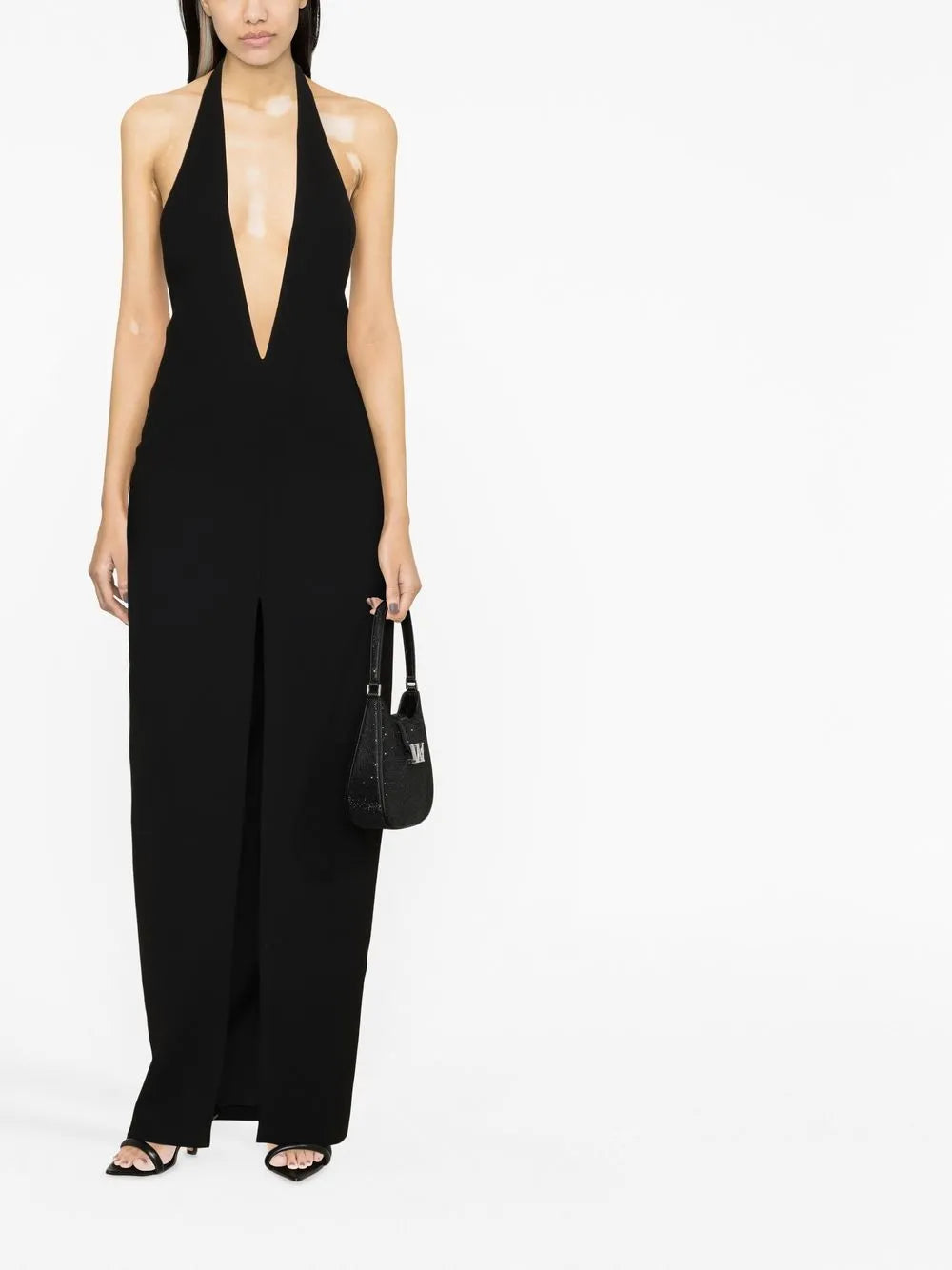 Halterneck Plunging-Neckline Gown