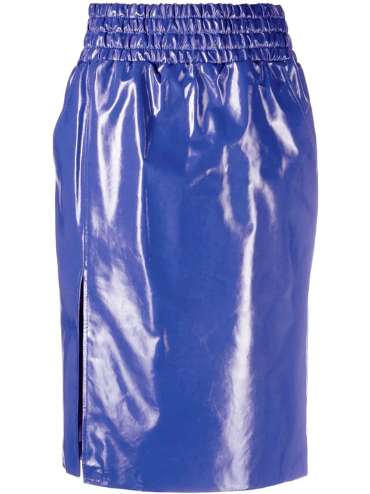 High-Shine Finish Midi Skirt