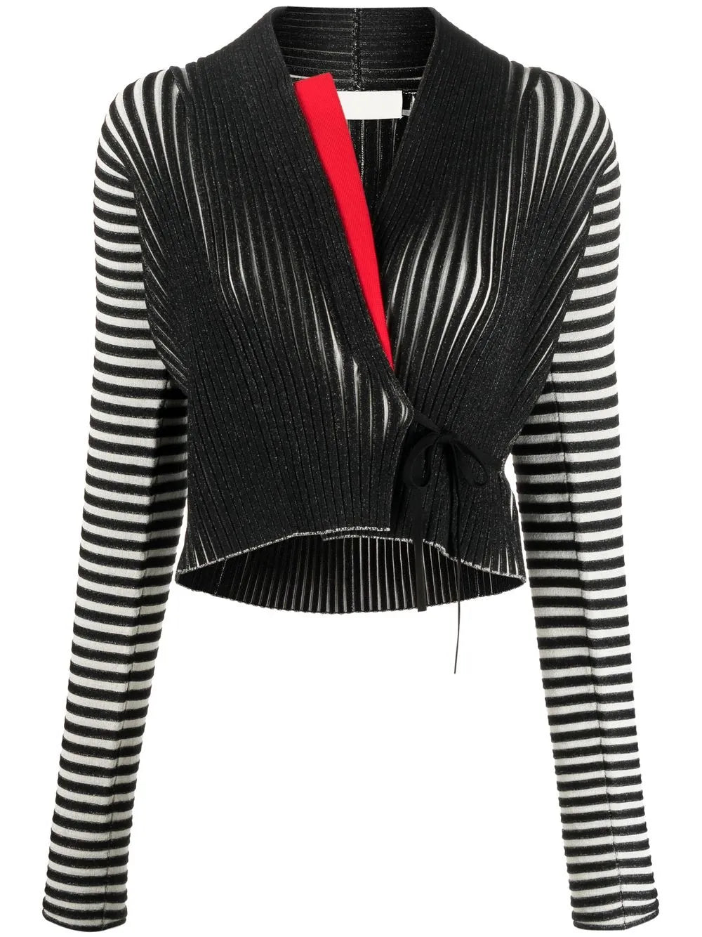 Wrap-Design Striped Cardigan