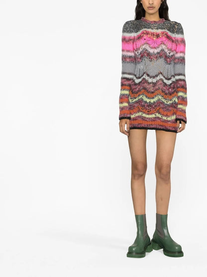 Zigzag Knitted Mini Dress