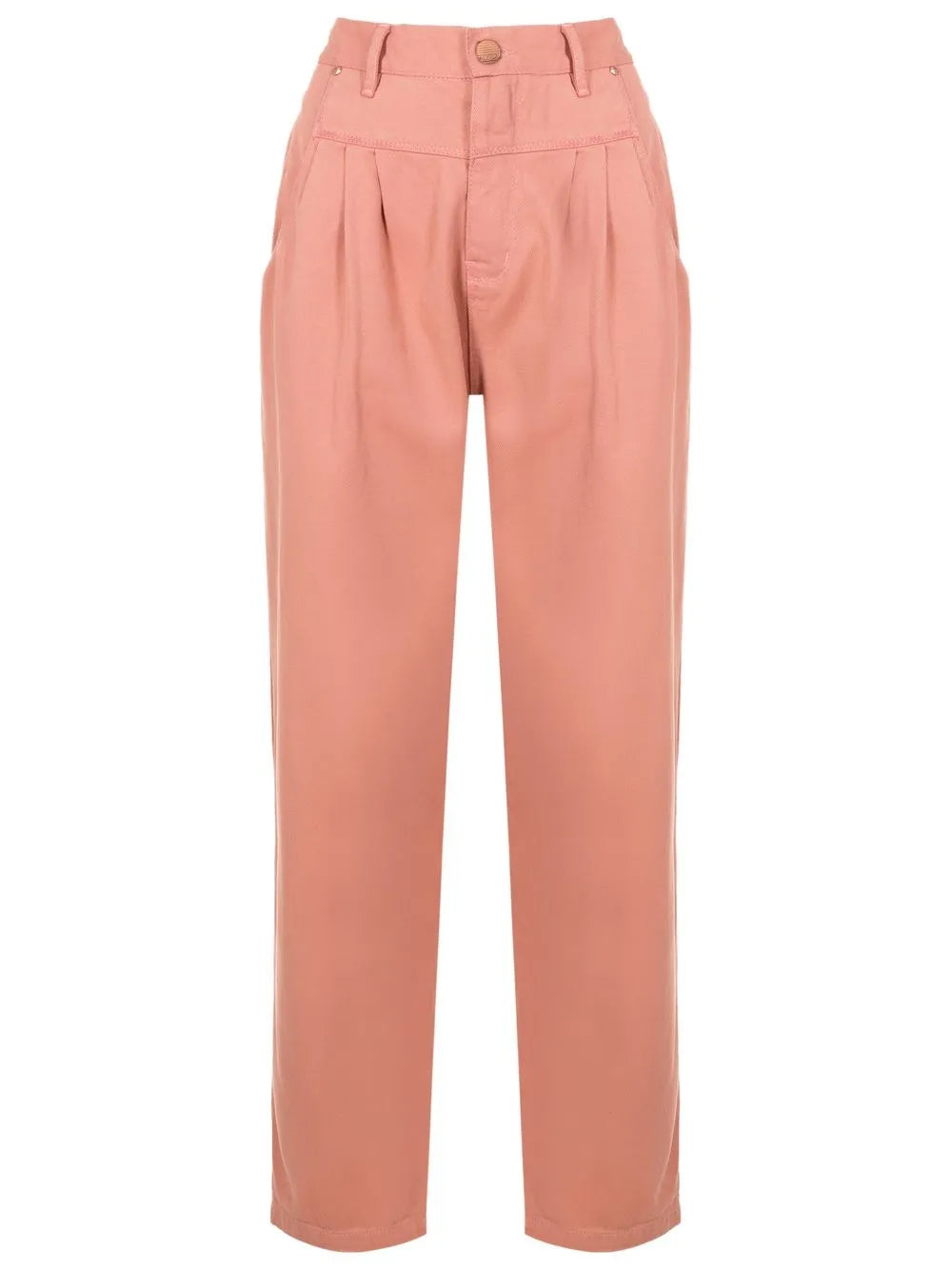 Pleated Cotton Straight Trousers