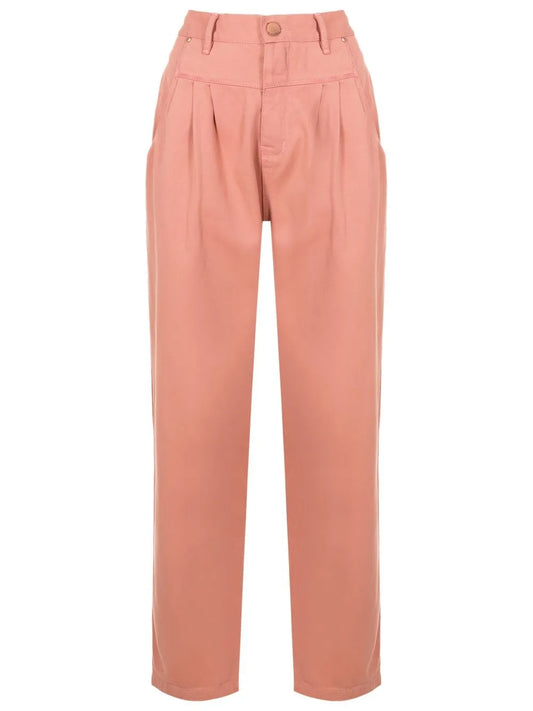 Pleated Cotton Straight Trousers