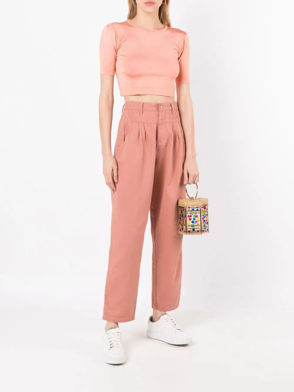 Pleated Cotton Straight Trousers