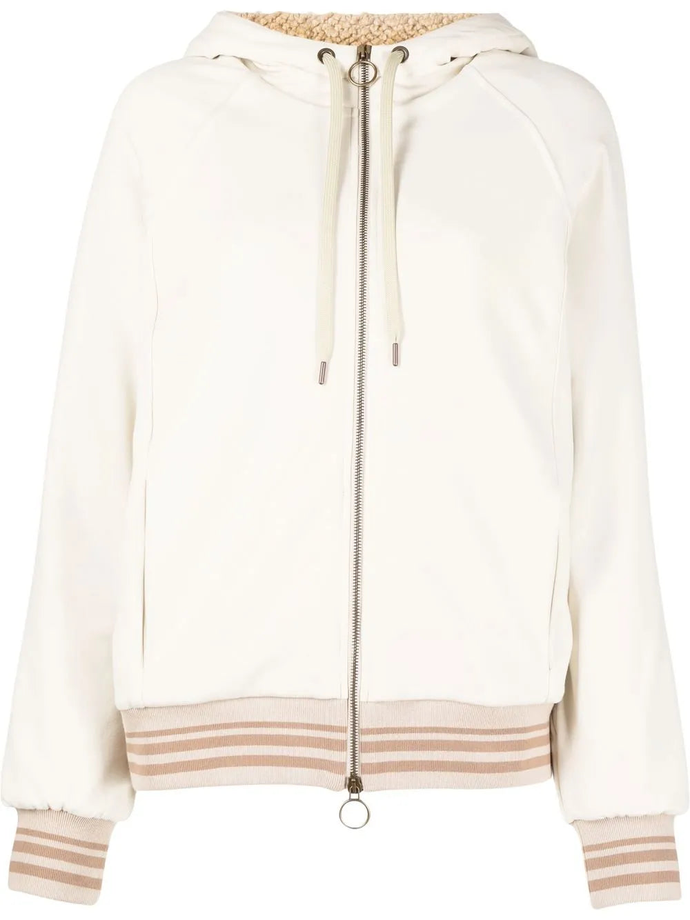 Drawstring-Hood Zipped-Up Bomber Jacket