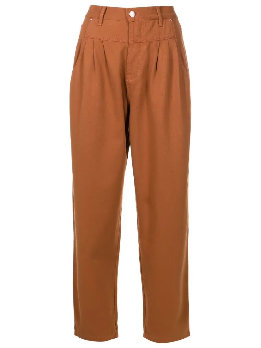 Pleated Cotton Straight Trousers