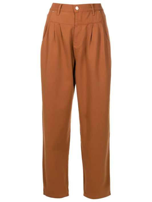 Pleated Cotton Straight Trousers