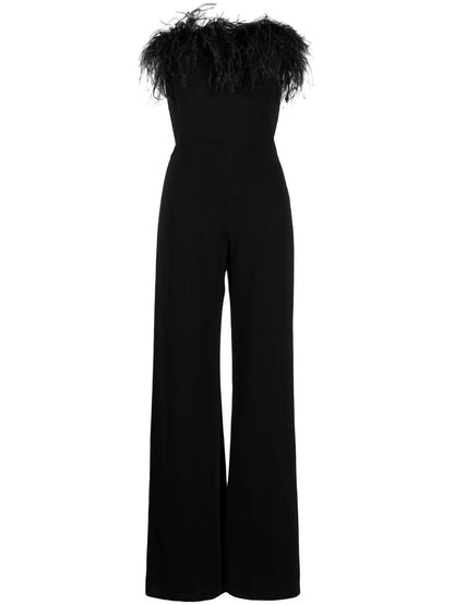Taree Feather-Trim Jumpsuit