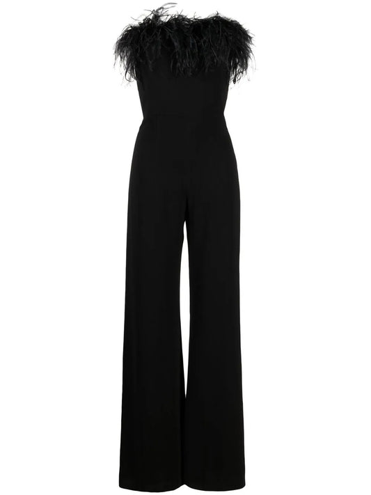 Taree Feather-Trim Jumpsuit