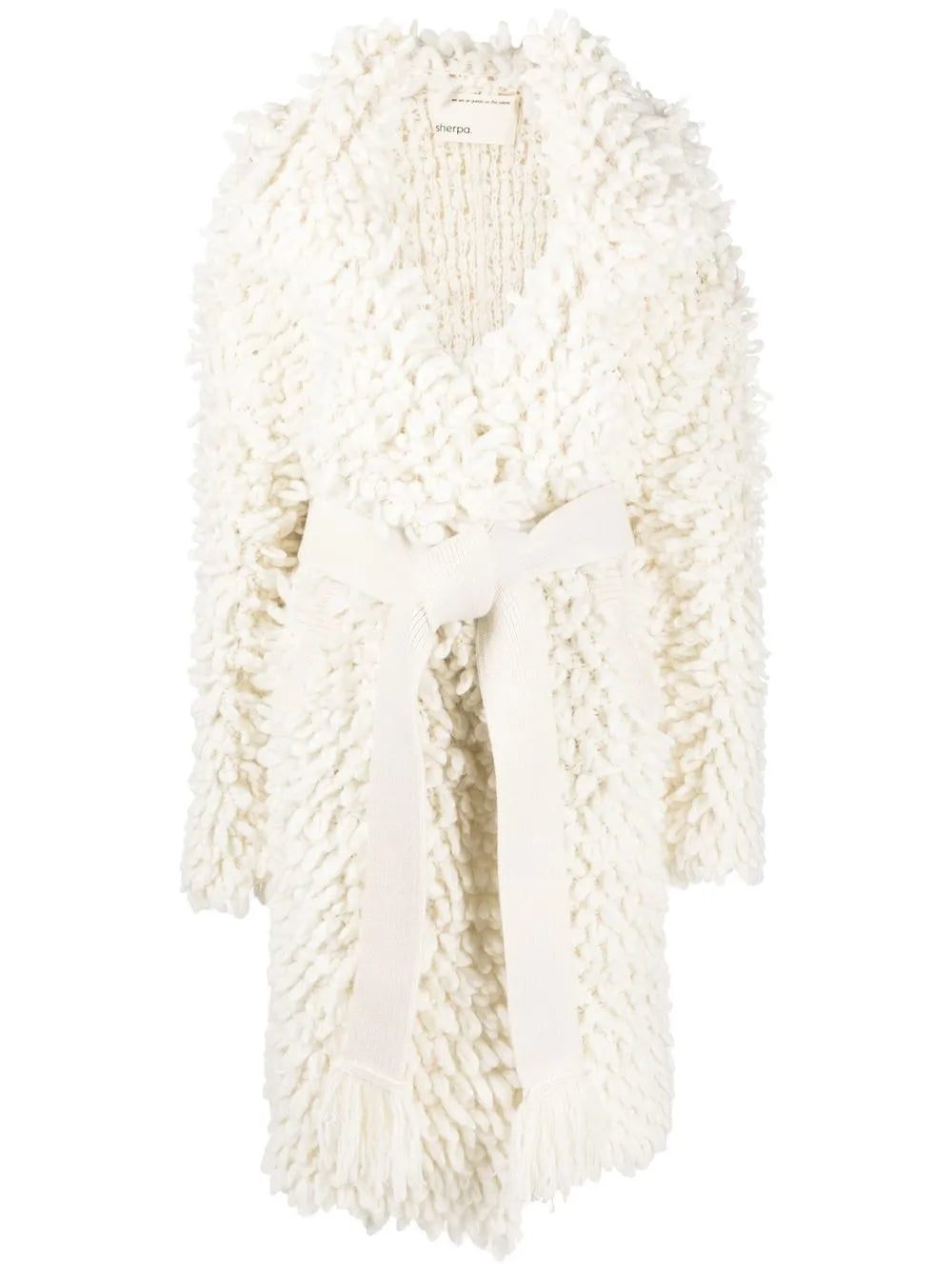 Belted Textured Mohair-Blend Coat