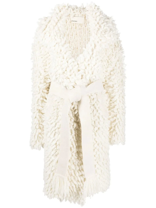 Belted Textured Mohair-Blend Coat