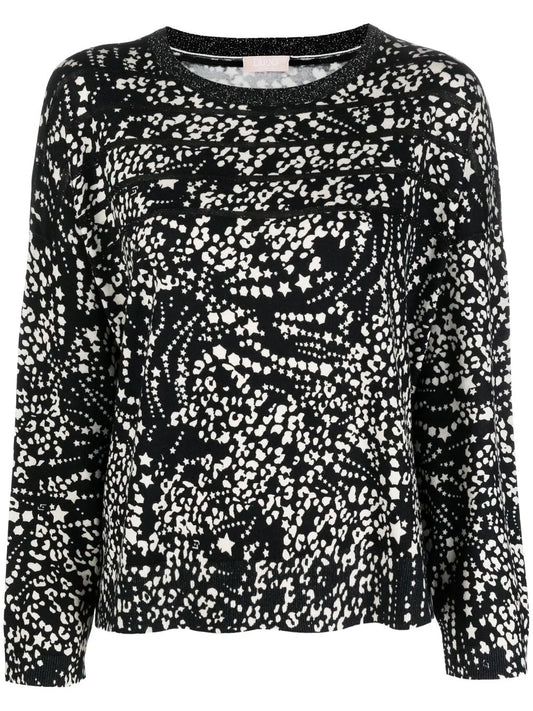 Star-Print Lurex-Detail Jumper