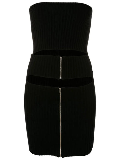 Cut-Out Detail Ribbed Dress