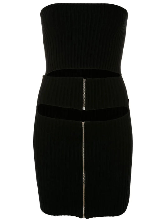 Cut-Out Detail Ribbed Dress