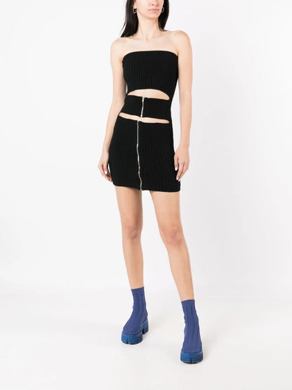 Cut-Out Detail Ribbed Dress