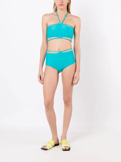 Halterneck String-Detail Bikini Top