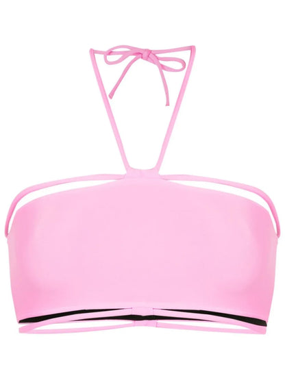 Halterneck String-Detail Bikini Top