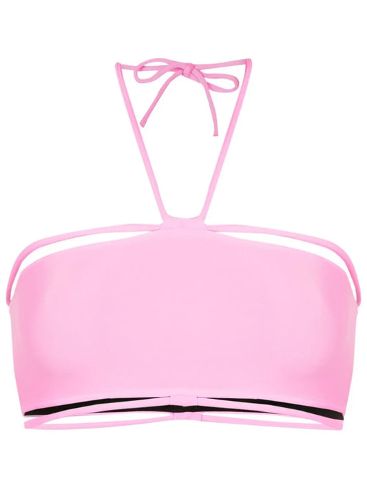 Halterneck String-Detail Bikini Top