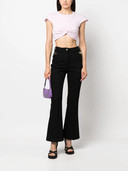 Logo-Embroidered Flared Jeans