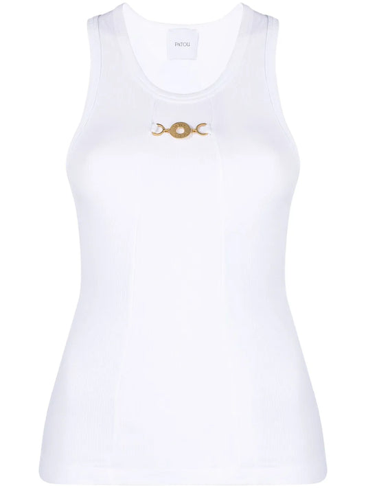 Logo-Charm Cotton Tank Top