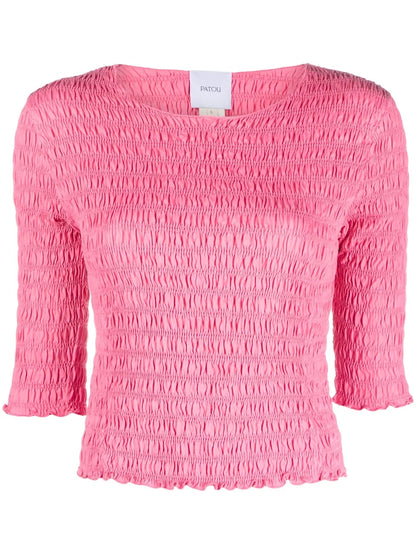Smocked Cotton T-Shirt