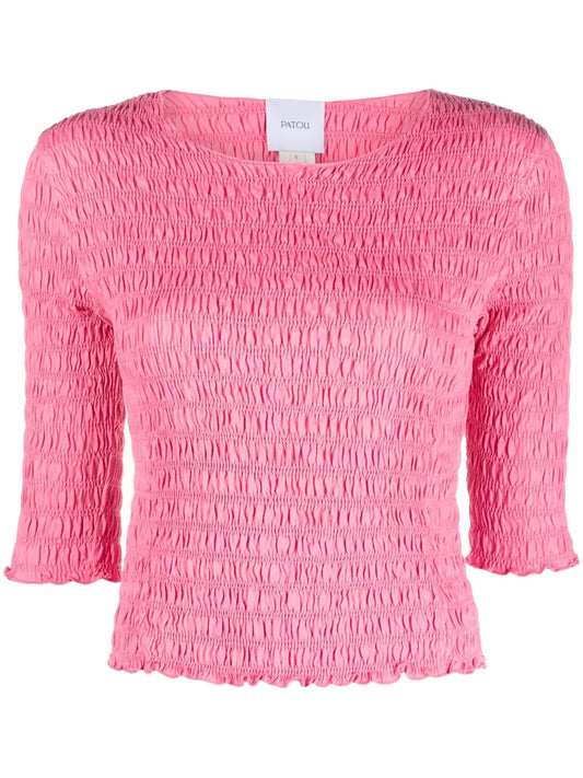 Smocked Cotton T-Shirt