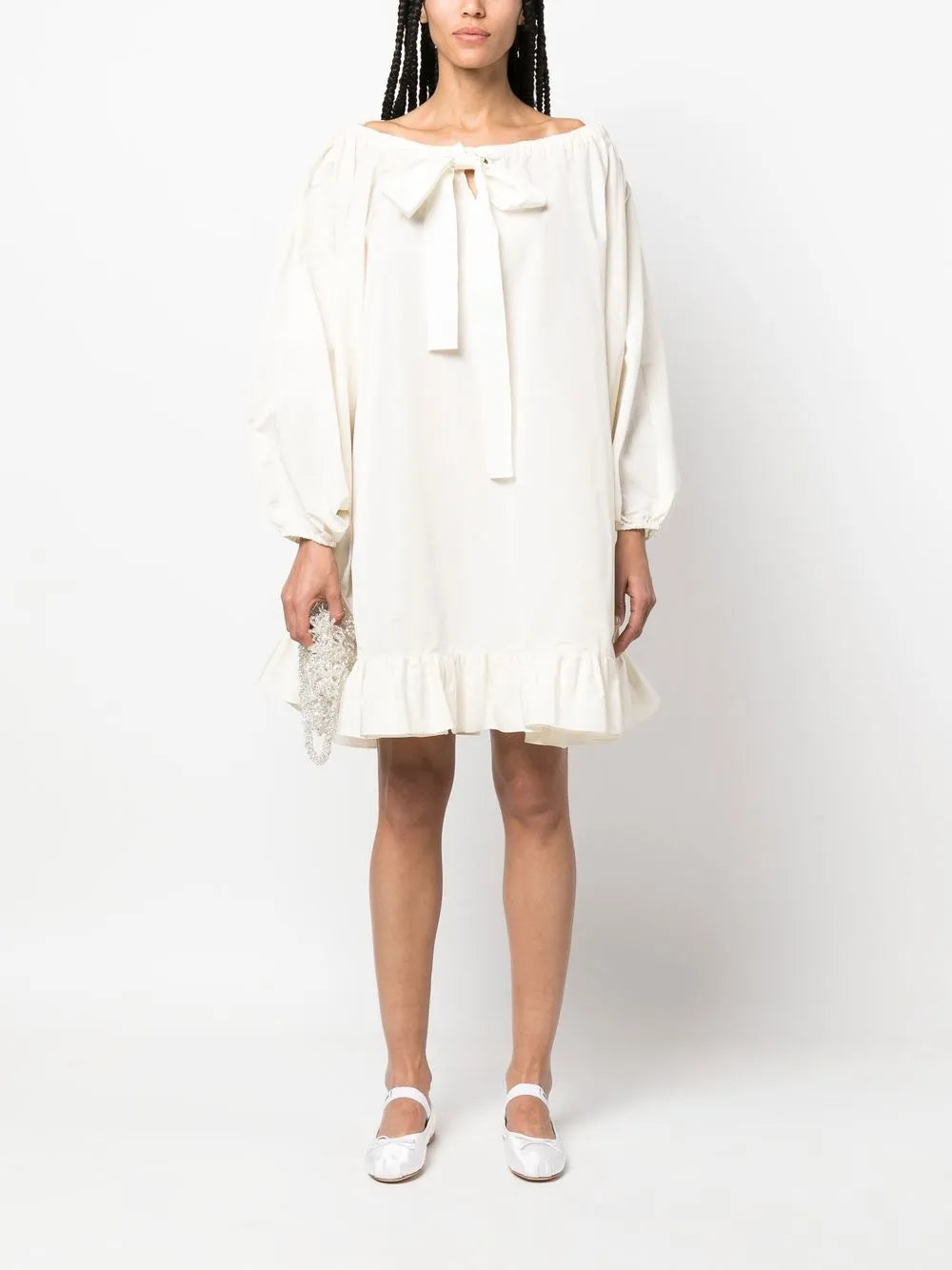 Tie-Neck Ruffled Minidress