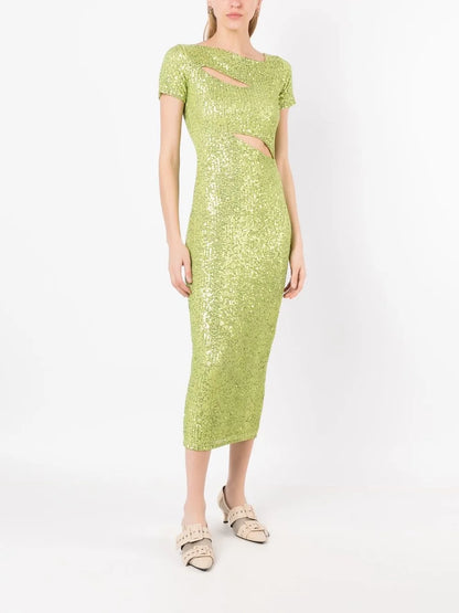 Sequin-Embellished Cut-Out Dress