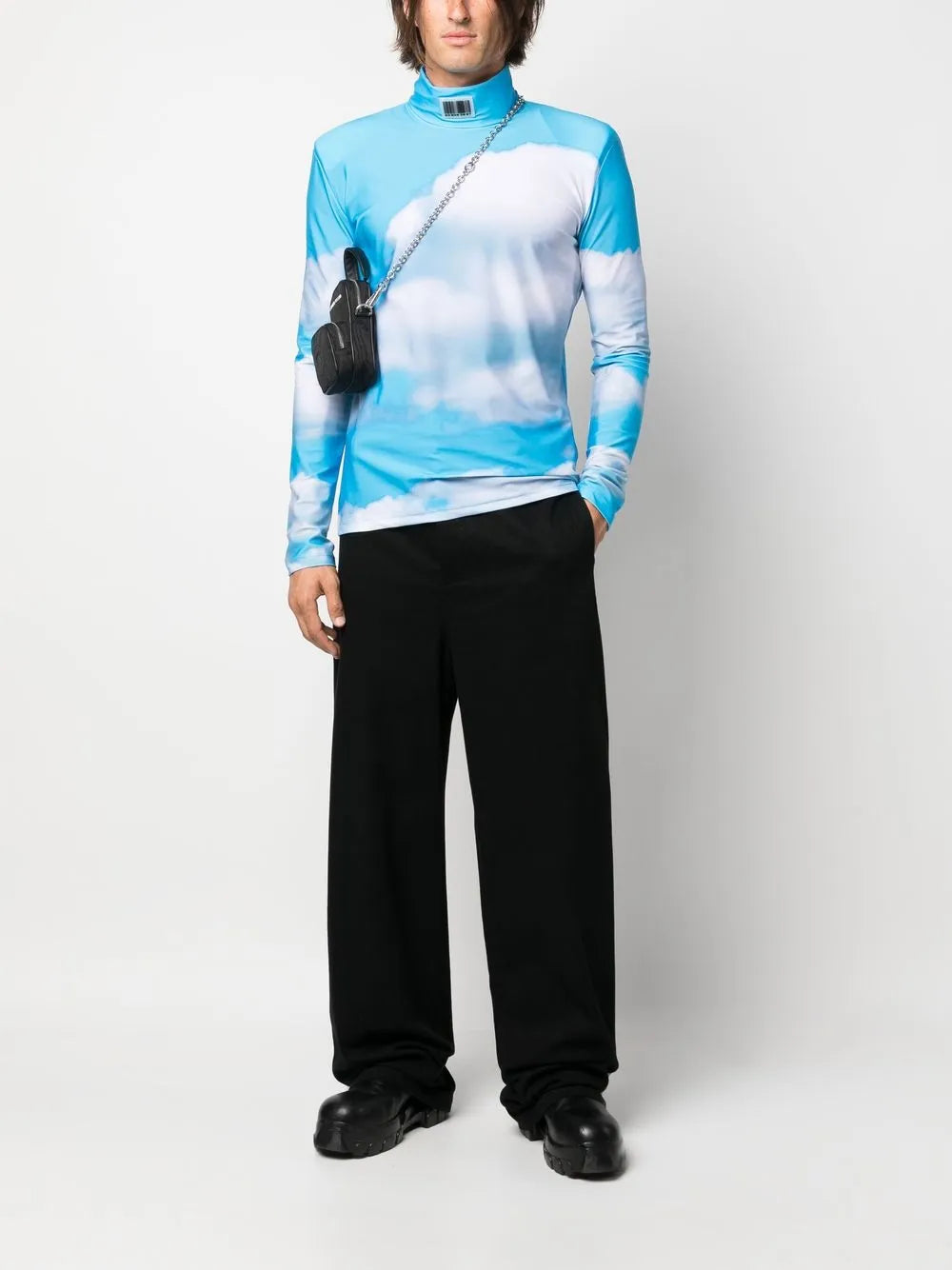 Cloud-Print High-Neck Top