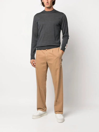 Ribbed-Knit Crew Neck Sweatshirt